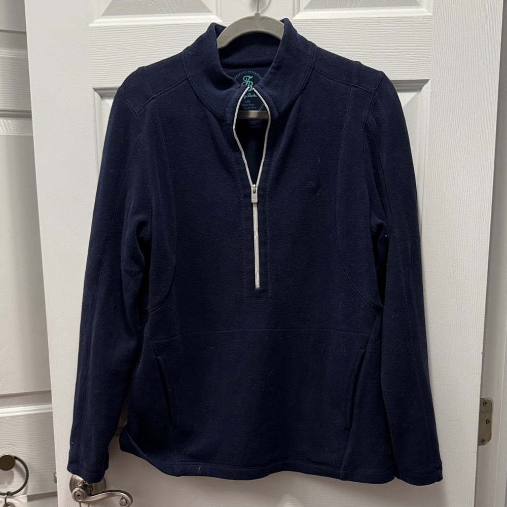 Tommy Bahama Navy Quarter-Zip Pullover with White Trim